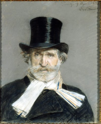 Retrato de Giuseppe Verdi en 1886. Dibujo de Giuseppe Boldini. Roma. Galleria D