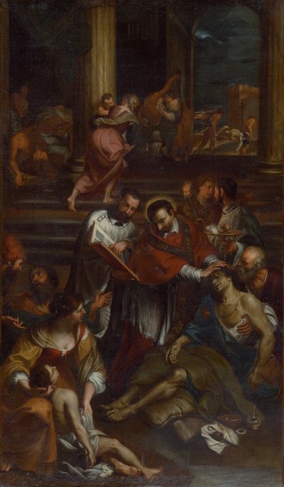 San Carlos Borromeo entre las Víctimas de la Peste, Segunda Mitad del siglo XVII de Giovanni Bonatti