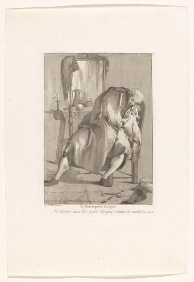 El bebedor de café enmascarado y el peluquero cansado De vermoeide pruikenmaker Le Perruquier (título sobre objeto) Retratos de buzos (título de la serie) de Giovanni David