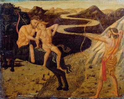 Panel de cassone: Hércules salvando a Deianira de Neso de Giovanni Di Ser Giovanni Guidi