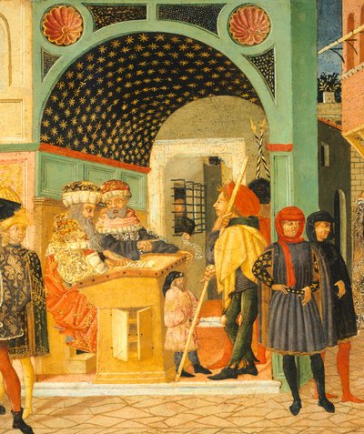 Historias de Susana, circa 1450, lado derecho de cofre pintado (detalle) de Giovanni Di Ser Giovanni Lo Scheggia Guidi