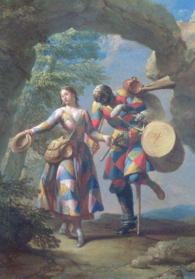 Un arlequín regresando de la guerra, c.1742 de Giovanni Domenico Ferretti