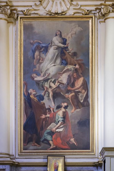 Pintura dedicada a la Virgen, Domenico Pestrini, santuario de la Virgen de San Luca de Giovanni Domenico Piestrini