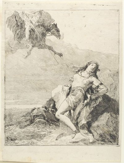 Angélica atada y a punto de ser devorada por el monstruo marino de Giovanni Domenico Tiepolo