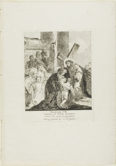 Cristo consuela a las lloronas, lámina ocho del Vía Crucis de Giovanni Domenico Tiepolo