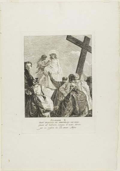 Cristo es despojado de sus vestiduras, lámina diez del Vía Crucis de Giovanni Domenico Tiepolo
