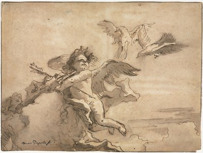 Cupido vendado y dos palomas de Giovanni Domenico Tiepolo