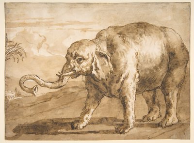 Elefante en un paisaje de Giovanni Domenico Tiepolo