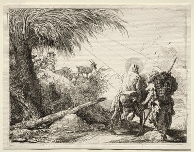 Huida a Egipto: La Sagrada Familia y la palmera de Giovanni Domenico Tiepolo
