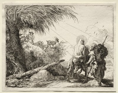 Huida a Egipto: La Sagrada Familia y la palmera de Giovanni Domenico Tiepolo