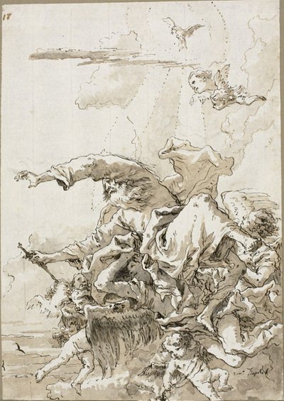 Dios Padre sostenido por ángeles en las nubes, II de Giovanni Domenico Tiepolo