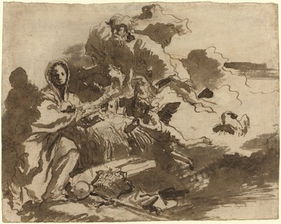 Dios Padre y ángeles adorando a la Madonna y el Niño [recto] de Giovanni Domenico Tiepolo