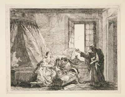 José anuncia a María la orden de partir, de la serie Idee pittoresche sopra la fuga en Egitto (Huida a Egipto) de Giovanni Domenico Tiepolo