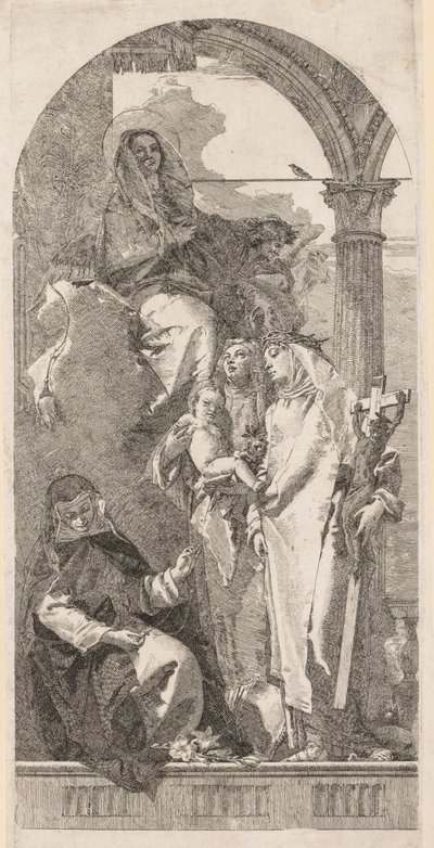 Madonna con Santa Inés, Catalina y Rosa de Giovanni Domenico Tiepolo