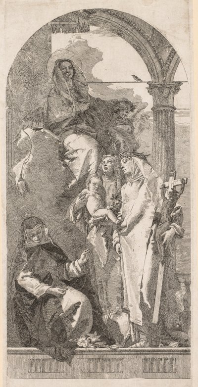Madonna con las santas Inés, Catalina y Rosa de Giovanni Domenico Tiepolo