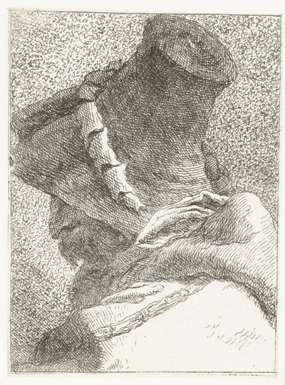 hombre, con, cabeza volteada, con, sombrero Colección de cabezas (título de la serie) Raccolta di Teste (título de la serie) de Giovanni Domenico Tiepolo