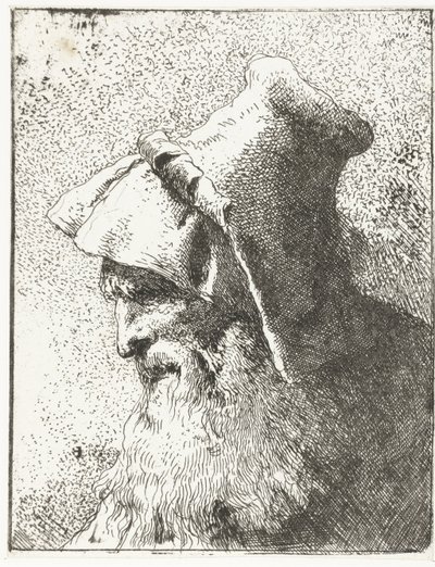Hombre con barba y sombrero Colección de cabezas (título de la serie) Raccolta di Teste (título de la serie) de Giovanni Domenico Tiepolo