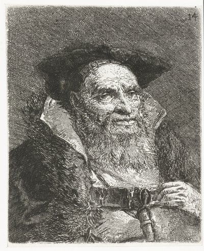 hombre con boina Colección de cabezas (título de la serie) Raccolta di Teste (título de la serie) de Giovanni Domenico Tiepolo
