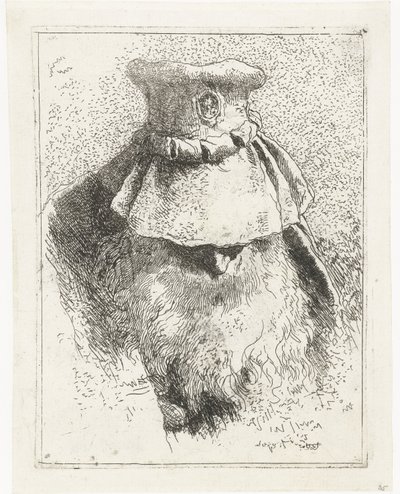 Hombre con cabeza inclinada y sombrero grande Colección de cabezas (título de la serie) Raccolta di Teste (título de la serie) de Giovanni Domenico Tiepolo