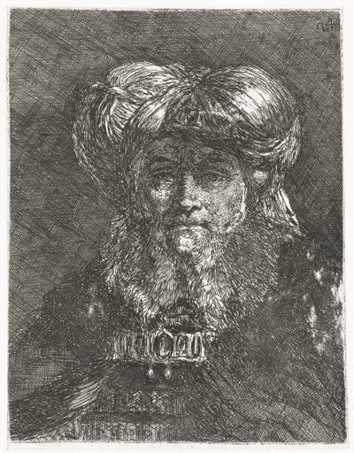 Hombre con gran turbante Colección de cabezas (título de la serie) Raccolta di Teste (título de la serie) de Giovanni Domenico Tiepolo