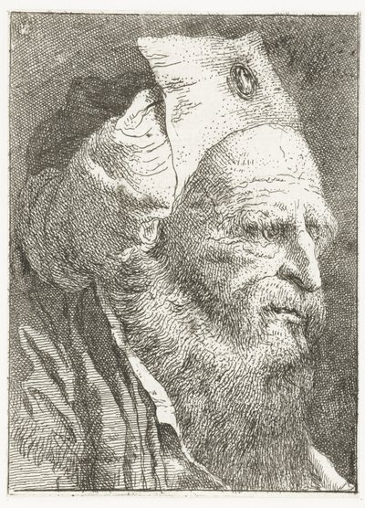 El hombre del sombrero vuelto Colección de cabezas (título de la serie) Raccolta di Teste (título de la serie) de Giovanni Domenico Tiepolo