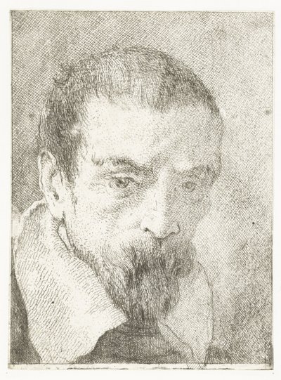 Hombre con barba pequeña sin tocado Colección de cabezas (título de la serie) Raccolta di Teste (título de la serie) de Giovanni Domenico Tiepolo