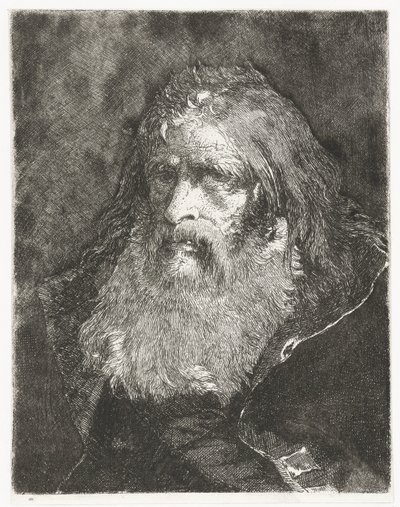 Hombre con cabello largo y sin tocado Colección de cabezas (título de la serie) Raccolta di Teste (título de la serie) de Giovanni Domenico Tiepolo
