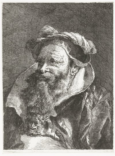 Hombre con cabeza de sátiro en hebilla Colección de cabezas (título de la serie) Raccolta di Teste (título de la serie) de Giovanni Domenico Tiepolo