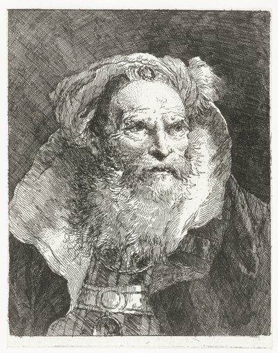 Hombre con turbante y cuello alto Colección de cabezas (título de la serie) Raccolta di Teste (título de la serie) de Giovanni Domenico Tiepolo