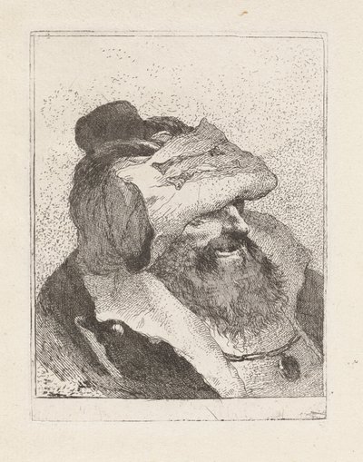 Viejo con el sombrero en la frente, de la Raccolta di Teste (Colección de cabezas) de Giovanni Domenico Tiepolo
