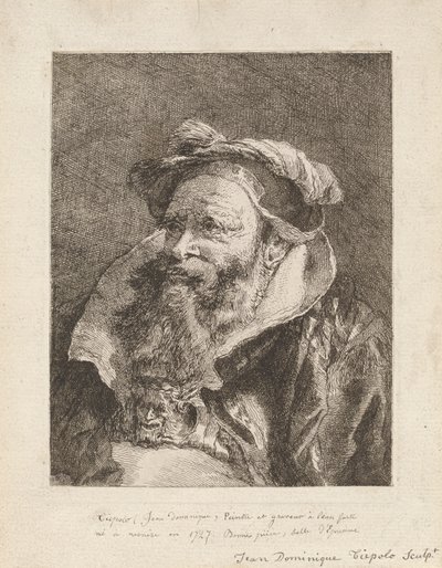 Viejo con barba, de la Raccolta di Teste (Colección de cabezas) de Giovanni Domenico Tiepolo