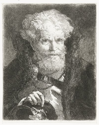 Viejo en capa con cuello de piel y casco Colección de cabezas (título de la serie) Raccolta di Teste (título de la serie) de Giovanni Domenico Tiepolo
