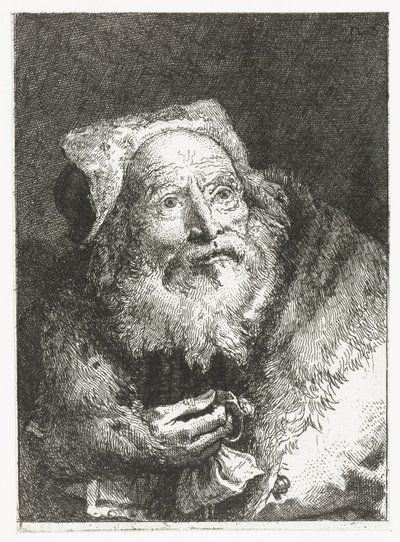 Viejo con pulsera en mano Colección de cabezas (título de la serie) Raccolta di Teste (título de la serie) de Giovanni Domenico Tiepolo