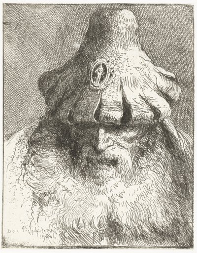 Anciano con sombrero cónico con ala cortada Colección de cabezas (título de la serie) Raccolta di Teste (título de la serie) de Giovanni Domenico Tiepolo