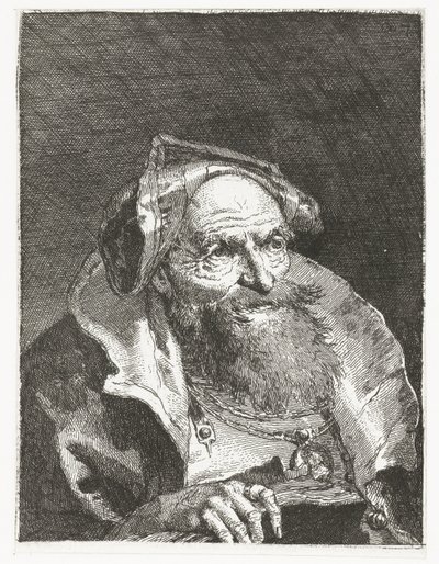 Viejo con cadena y libro Colección de cabezas (título de la serie) Raccolta di Teste (título de la serie) de Giovanni Domenico Tiepolo