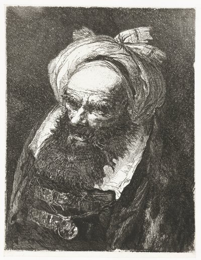 Viejo con turbante Colección de cabezas (título de la serie) Raccolta di Teste (título de la serie) de Giovanni Domenico Tiepolo