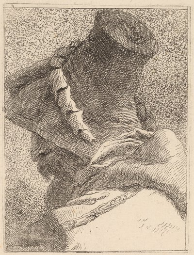 Perfil de un Hombre Viejo con Sombrero de Giovanni Domenico Tiepolo