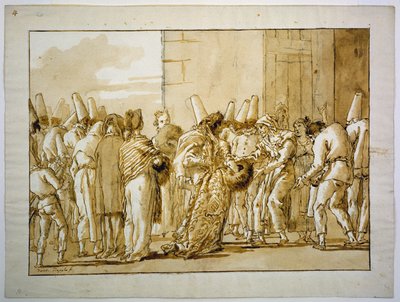 El padre de Punchinella lleva a casa a su novia de Giovanni Domenico Tiepolo