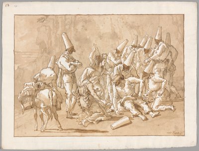 Punchinello colapsa en el camino de Giovanni Domenico Tiepolo