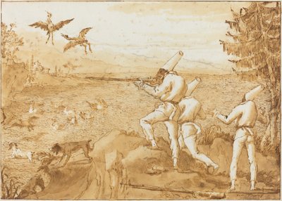 Punchinellos cazando aves acuáticas de Giovanni Domenico Tiepolo