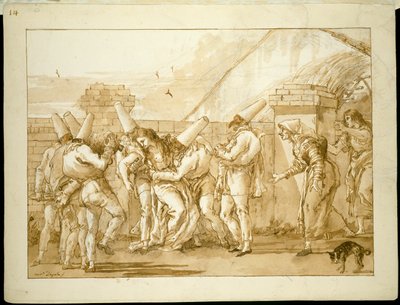 La amante de Punchinello se desmaya de Giovanni Domenico Tiepolo