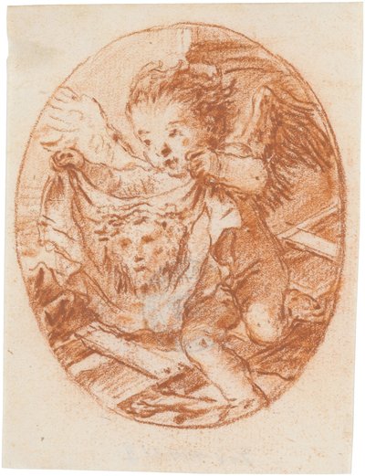 Putto con el paño de la Verónica y los instrumentos de la Pasión de Giovanni Domenico Tiepolo