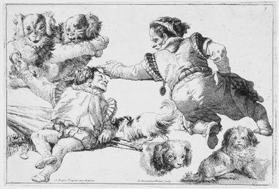 Estudios de enanos y perros de Giovanni Domenico Tiepolo
