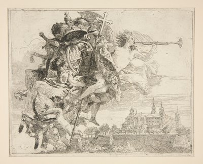 Los brazos de Carl Philipp von Greiffenklau, de la serie Ideas pintorescas sobre la huida a Egipto (Flight into Egypt) de Giovanni Domenico Tiepolo