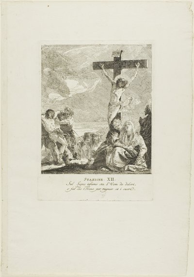 La Crucifixión, lámina doce del Vía Crucis de Giovanni Domenico Tiepolo