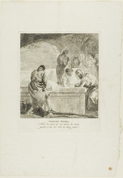El Entierro, lámina catorce del Vía Crucis de Giovanni Domenico Tiepolo