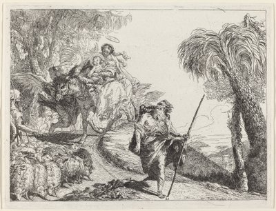 El Vuelo con José en Primer Plano de Giovanni Domenico Tiepolo
