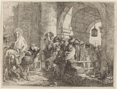 La Sagrada Familia Llegando a una Puerta de la Ciudad de Giovanni Domenico Tiepolo
