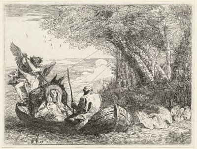 La Sagrada Familia Cruzando el Río de Giovanni Domenico Tiepolo