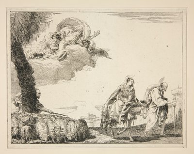La Sagrada Familia, de la serie Ideas pintorescas sobre la Huida a Egipto (Huida a Egipto) de Giovanni Domenico Tiepolo